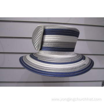 Multi Color Satin Ribbon Women's Formal Church Hats